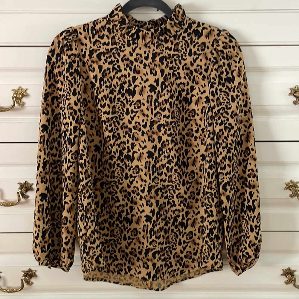 Leopard print J.Crew blouse size XS